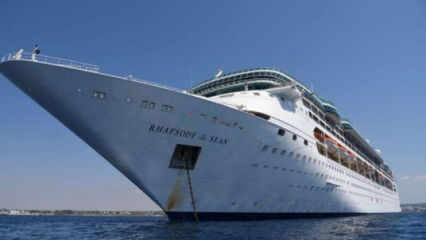 Rhapsody of the Seas cruise ship docks in Ayia Napa Marina